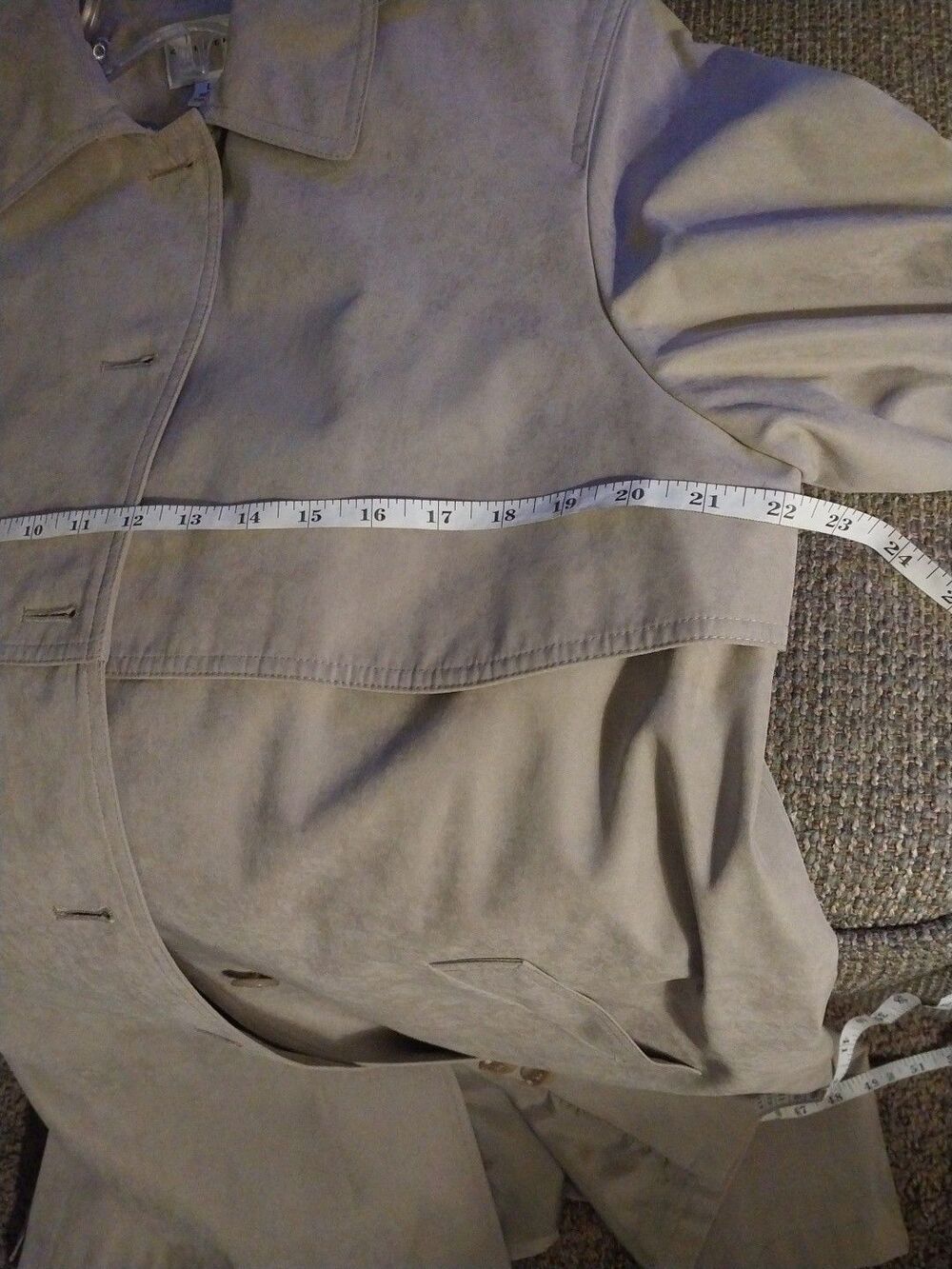 Gallery Womens Size 2X Beige Belted Trench Coat Rain Jacket Hooded Plus - Picture 14 of 15